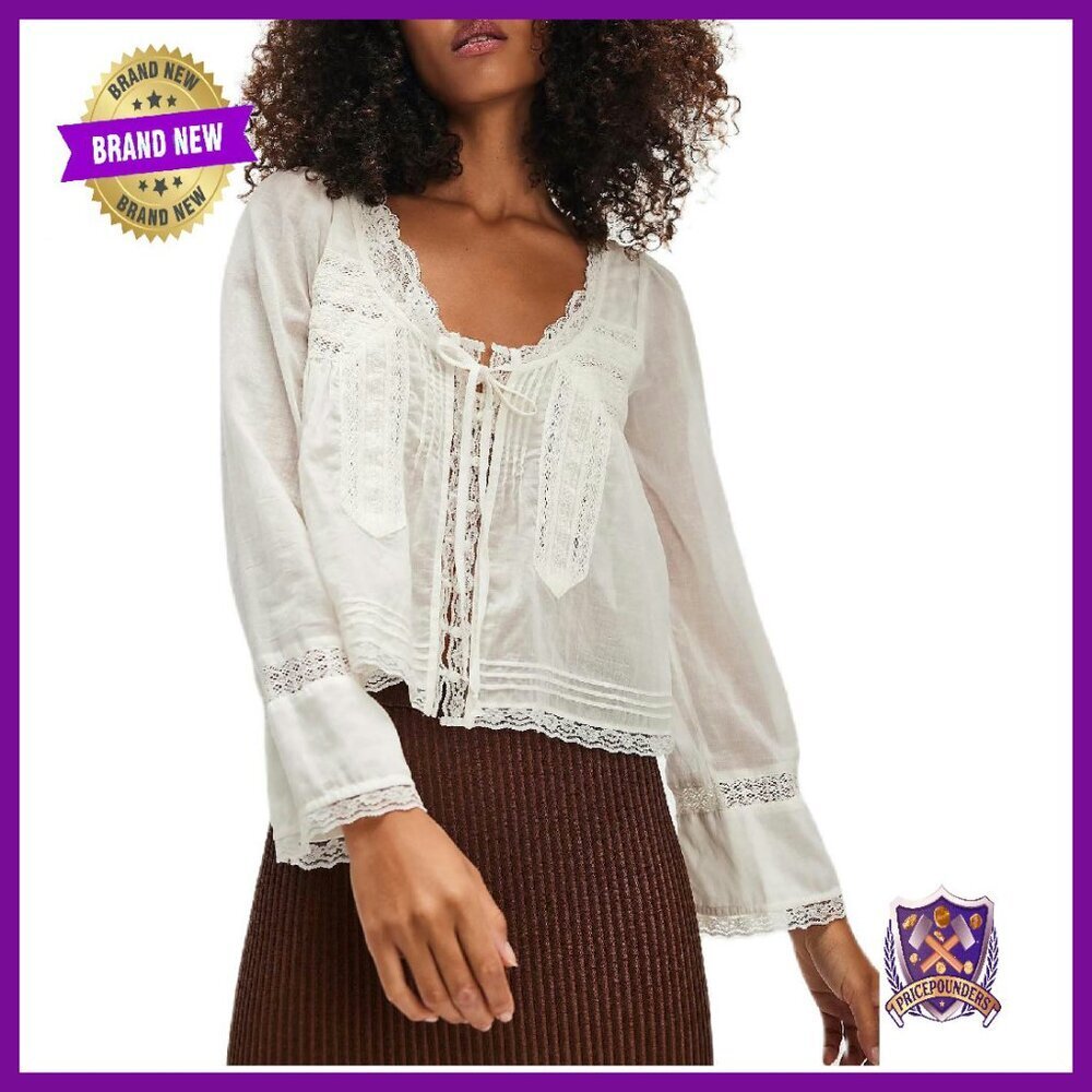 Sheer Chiffon Peplum Blouse with Tie Front and Ruffled Sleeves